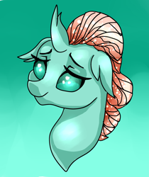 Size: 2193x2609 | Tagged: safe, artist:marbola, character:ocellus, species:changeling, species:reformed changeling, episode:school daze, g4, my little pony: friendship is magic, bust, female, gradient background, lidded eyes, smiling, solo