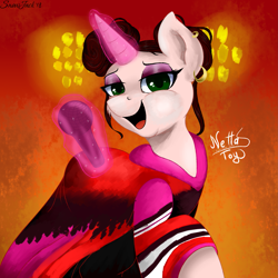 Size: 2053x2053 | Tagged: safe, artist:php97, species:pony, species:unicorn, eurovision 2018, eurovision song contest, microphone, netta toy, ponified, solo