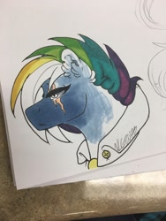 Size: 960x1280 | Tagged: safe, artist:nightmare-moons-throneroom, character:rainbow dash, species:pony, alternate timeline, apocalypse dash, clothing, crystal war timeline, ear fluff, eye scar, female, frown, mare, partial color, scar, solo, traditional art
