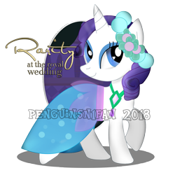 Size: 2200x2200 | Tagged: safe, artist:penguinsn1fan, character:rarity, species:pony, bridesmaid dress, clothing, dress, female, flower, flower in hair, heart eyes, high res, obtrusive watermark, simple background, solo, transparent background, watermark, wingding eyes