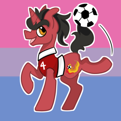Size: 800x800 | Tagged: safe, artist:redpalette, species:pony, species:unicorn, bisexual pride flag, bisexuality, commission, cute, digital art, football, lgbt, pride, pride flag, sports
