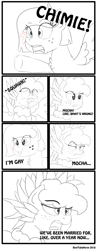 Size: 3000x7700 | Tagged: safe, artist:besttubahorse, oc, oc only, oc:chimie changa, oc:sweet mocha, species:pegasus, species:pony, blep, chest fluff, comic, female, freckles, hybrid, lesbian, original species, pegaphoenix, raised eyebrow, silly, sketch, surprised, text, tongue out, unamused