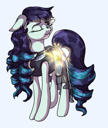 Size: 1416x1686 | Tagged: safe, artist:marbola, character:coloratura, species:earth pony, species:pony, clothing, female, glowing cutie mark, mare, rara, simple background, solo, white background