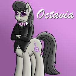 Size: 1000x1000 | Tagged: safe, artist:scramjet747, character:octavia melody, species:anthro, species:centaur, species:pony, abstract background, anthro centaur, crossed arms, female, looking at you, mare, ponytaur, solo, taur