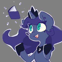 Size: 2500x2500 | Tagged: safe, artist:bloodatius, character:princess luna, species:alicorn, species:pony, crown, cute, female, jewelry, lunabetes, mare, regalia, simple background, smiling, solo, wallet