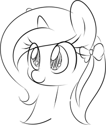 Size: 798x938 | Tagged: safe, artist:acersiii, oc, oc only, oc:luminous siren, bow, female, filly, hair bow, monochrome, simple background, smiling, solo