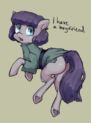 Size: 600x805 | Tagged: safe, artist:misukitty, character:maud pie, species:earth pony, species:pony, episode:the maud couple, g4, my little pony: friendship is magic, dock, female, implied mudbriar, mare, plot, simple background, solo
