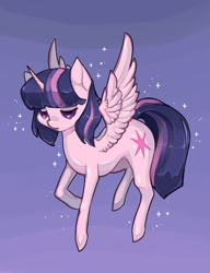 Size: 600x780 | Tagged: dead source, safe, artist:misukitty, character:twilight sparkle, character:twilight sparkle (alicorn), species:alicorn, species:pony, female, simple background, solo, spread wings, wings