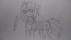 Size: 1040x585 | Tagged: safe, artist:derpanater, oc, oc only, oc:piper, fallout equestria, raider, solo, traditional art