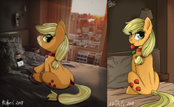 Size: 4613x2835 | Tagged: safe, artist:php97, character:applejack, female, iphone x, remake, solo