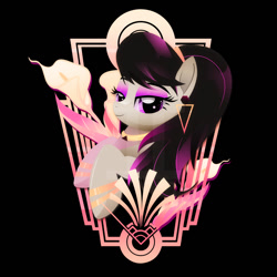 Size: 1000x1000 | Tagged: safe, artist:ii-art, character:octavia melody, species:earth pony, species:pony, 80s, black background, female, looking at you, mare, simple background, solo