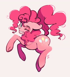 Size: 3177x3461 | Tagged: safe, artist:clockworkquartet, character:pinkie pie, species:earth pony, species:pony, female, looking at you, mare, one eye closed, simple background, smiling, solo, tan background