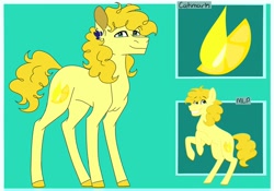 Size: 1024x715 | Tagged: safe, artist:colourstrike, oc, oc only, oc:lemon pie, parent:cheese sandwich, parent:pinkie pie, parents:cheesepie, species:earth pony, species:pony, green background, male, offspring, simple background, solo, stallion