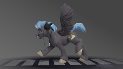 Size: 1728x972 | Tagged: safe, artist:v747, oc, oc only, oc:nimbus, species:pegasus, species:pony, 3d, eyes closed, headphones, male, music player, open mouth, solo, spread wings, stallion, wings