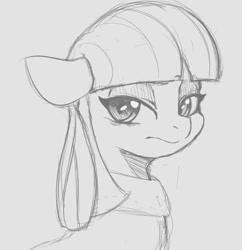 Size: 743x767 | Tagged: safe, artist:tre, character:maud pie, species:earth pony, species:pony, black and white, bust, female, grayscale, mare, monochrome, portrait, sketch, solo, traditional art