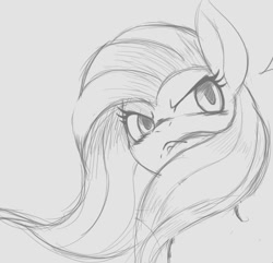Size: 751x723 | Tagged: safe, artist:tre, character:fluttershy, species:pegasus, species:pony, female, grayscale, mare, monochrome, sketch, solo