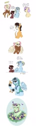 Size: 901x3150 | Tagged: safe, artist:pastel-charms, oc, oc only, oc:champion, oc:harmonic chord, oc:lucky horseshoe, oc:pansy everfree, oc:rock candy, oc:sonata glazed, parent:applejack, parent:cheese sandwich, parent:discord, parent:donut joe, parent:fluttershy, parent:pinkie pie, parent:rainbow dash, parent:rarity, parent:soarin', parent:trouble shoes, parent:twilight sparkle, parents:cheesepie, parents:discoshy, parents:rarijoe, parents:soarindash, parents:troublejack, species:draconequus, species:earth pony, species:pegasus, species:pony, species:unicorn, chest fluff, clothing, female, fidget spinner, flower, glasses, hoodie, hybrid, interspecies offspring, male, mare, meme, offspring, prone, sketch, sketch dump, stallion, sunglasses, tongue out