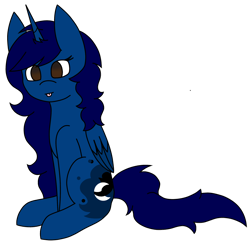 Size: 1988x1930 | Tagged: safe, artist:midnightamber, oc, oc:midnight, species:alicorn, species:pony, alicorn oc, cute, female, mare, not luna, ocbetes, silly, simple background, sitting, solo, tongue out, transparent background