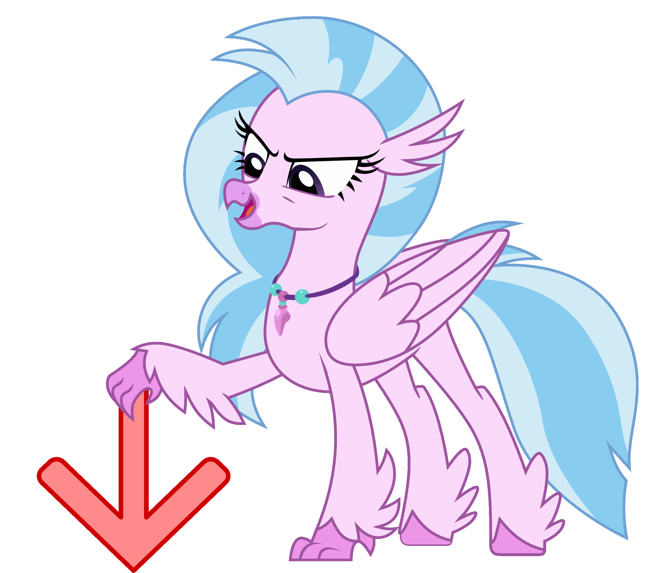 Size: 2159x1904 | Tagged: safe, alternate version, artist:sonofaskywalker, derpibooru original, character:silverstream, species:classical hippogriff, species:hippogriff, episode:the hearth's warming club, g4, my little pony: friendship is magic, adorabolical, animated, cute, diastreamies, downvote, evil grin, female, glare, hitting, jewelry, necklace, open mouth, patting, pure unfiltered evil, silverstream's bucket, simple background, smiling, smirk, solo, transparent background, vector