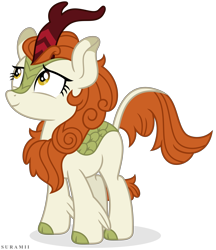 Size: 5543x6413 | Tagged: safe, artist:suramii, character:autumn blaze, species:kirin, episode:sounds of silence, g4, my little pony: friendship is magic, absurd resolution, awwtumn blaze, cloven hooves, cute, female, looking up, simple background, smiling, solo, transparent background, vector