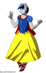 Size: 1600x2500 | Tagged: safe, artist:mopyr, oc, oc only, oc:cappie, species:anthro, clothing, crossdressing, dress, male, princess, simple background, snow white, solo, white background