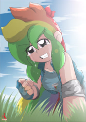 Size: 2894x4093 | Tagged: safe, artist:ryured, character:rainbow dash, species:human, clothing, crying, female, fingerless gloves, gloves, humanized, shirt, solo