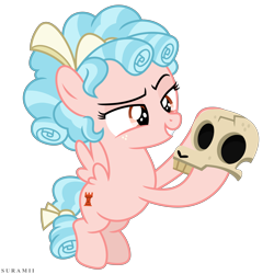 Size: 6000x6000 | Tagged: safe, artist:suramii, character:cozy glow, species:pegasus, species:pony, episode:school raze, g4, my little pony: friendship is magic, absurd resolution, female, filly, flying, freckles, holding, simple background, skull, solo, transparent background, vector