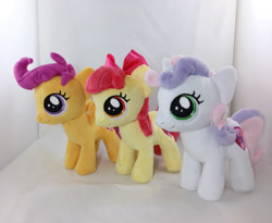 Size: 1844x1512 | Tagged: safe, artist:planetplush, character:apple bloom, character:scootaloo, character:sweetie belle, species:earth pony, species:pegasus, species:pony, species:unicorn, cutie mark crusaders, female, filly, irl, photo, plushie, trio