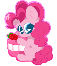 Size: 3207x3711 | Tagged: safe, artist:kittyrosie, character:pinkie pie, species:earth pony, species:pony, chibi, female, food, heart eyes, macaron, mare, simple background, solo, transparent background, wingding eyes
