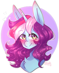 Size: 762x931 | Tagged: safe, artist:emily-826, oc, oc only, oc:rainbow kitty, species:pony, species:unicorn, bust, female, mare, portrait, simple background, solo, transparent background