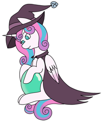 Size: 1701x2019 | Tagged: safe, artist:midnightamber, character:princess flurry heart, species:alicorn, species:pony, adult, belly, belly painting, clothing, costume, cute, female, filly, foal, hat, hoof on belly, inspiration, mama flurry, multiple pregnancy, nightmare night, nightmare night costume, older, older flurry heart, pregnant, shiny, simple background, sitting, solo, white background, witch, witch costume, witch hat