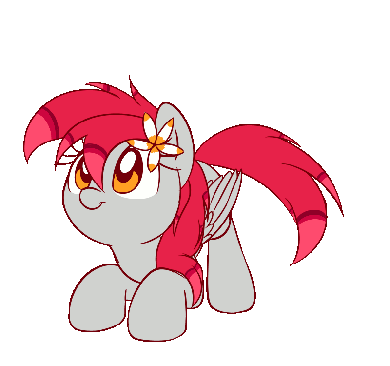 Size: 800x750 | Tagged: safe, artist:acersiii, oc, oc only, oc:tiny jasmini, species:pegasus, species:pony, animated, behaving like a dog, butt shake, cute, female, flower, frame by frame, happy, simple background, tail wag, transparent background