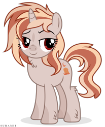 Size: 4880x5904 | Tagged: safe, artist:suramii, oc, oc:arden flame, species:pony, species:unicorn, absurd resolution, chest fluff, lidded eyes, simple background, smiling, smirk, solo, transparent background