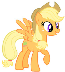 Size: 852x937 | Tagged: safe, artist:applebeans, oc, oc only, oc:applebeans, species:pegasus, species:pony, clothing, donut steel, hat, open mouth, raised hoof, simple background, smiling, solo, spread wings, transparent background, wings
