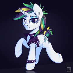 Size: 1280x1280 | Tagged: safe, artist:php97, character:rarity, species:pony, species:unicorn, alternate hairstyle, female, mare, punk, punkity, smiling, solo