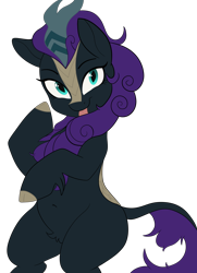 Size: 2000x2761 | Tagged: safe, artist:toroitimu, edit, oc, oc only, oc:nyx, species:kirin, episode:sounds of silence, g4, my little pony: friendship is magic, black fur, blep, cloven hooves, female, kirin oc, kirin-ified, silly, simple background, solo, species swap, standing, tongue out, transparent background