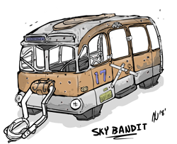 Size: 4098x3321 | Tagged: safe, artist:dombrus, fallout equestria, bullet hole, bus, no pony, sky bandit, skywagon