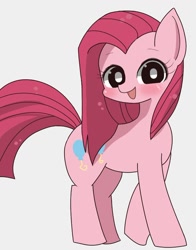 Size: 728x927 | Tagged: safe, artist:manachaaaaaaaa, character:pinkamena diane pie, character:pinkie pie, species:earth pony, species:pony, blushing, cute, cuteamena, female, looking at you, mare, simple background, smiling, solo, white background