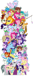Size: 1719x3899 | Tagged: safe, artist:sonofaskywalker, character:applejack, character:appointed rounds, character:autumn blaze, character:chancellor neighsay, character:firelight, character:fluttershy, character:gallus, character:jack pot, character:marble pie, character:ocellus, character:pinkie pie, character:princess celestia, character:rainbow dash, character:rainy day, character:rarity, character:sandbar, character:silverstream, character:smolder, character:spike, character:spitfire, character:starlight glimmer, character:stellar flare, character:terramar, character:twilight sparkle, character:twilight sparkle (alicorn), character:yona, species:alicorn, species:classical hippogriff, species:dragon, species:griffon, species:hippogriff, species:pony, episode:a matter of principals, episode:fake it 'til you make it, episode:school daze, episode:school raze, episode:sounds of silence, episode:surf and/or turf, episode:the end in friend, episode:the hearth's warming club, episode:the parent map, episode:what lies beneath, g4, my little pony: friendship is magic, season 8, alternate hairstyle, clothing, costume, faec, fishing rod, food, hipstershy, mane six, pizza, schoolmarm rarity, scroll, simple background, student six, sunglasses, transparent background, warriorshy, winged spike