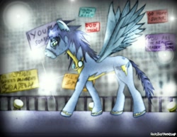 Size: 3300x2548 | Tagged: safe, artist:sixpathsoffriendship, character:soarin', male, sign, solo, sweat