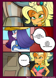Size: 1949x2699 | Tagged: safe, artist:caoscore, character:applejack, character:rarity, species:anthro, species:earth pony, species:pony, species:unicorn, comic:rarijack, ship:rarijack, episode:simple ways, g4, my little pony: friendship is magic, applejewel, blushing, breasts, busty applejack, busty rarity, comic, confession, dialogue, female, lesbian, rarihick, shipping