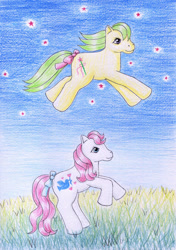 Size: 800x1134 | Tagged: safe, artist:normaleeinsane, character:magic star, character:truly, g1, duo, traditional art