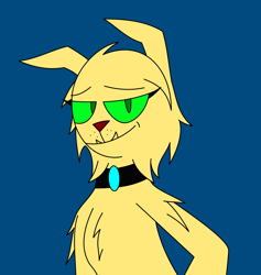 Size: 1828x1930 | Tagged: safe, artist:derpanater, oc, oc only, oc:scrappy, species:diamond dog, fallout equestria, collar, female, female diamond dog, fur, hellhound, looking at you, smiling, solo