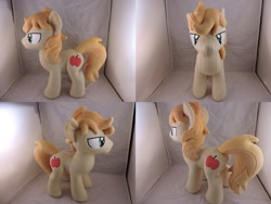 Size: 1597x1199 | Tagged: safe, artist:little-broy-peep, character:braeburn, species:earth pony, species:pony, irl, male, missing accessory, photo, plushie, solo, stallion