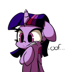 Size: 564x564 | Tagged: safe, artist:bloodatius, character:twilight sparkle, character:twilight sparkle (alicorn), species:alicorn, species:pony, cute, female, floppy ears, oof, reaction image, simple background, solo, twiabetes, white background
