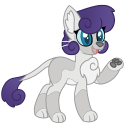Size: 776x776 | Tagged: safe, artist:sandwichbuns, oc, oc:yarnball, parent:capper dapperpaws, parent:rarity, parents:capperity, female, hybrid, interspecies offspring, offspring, simple background, solo, transparent background