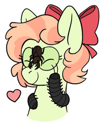 Size: 1024x1263 | Tagged: safe, artist:sandwichbuns, oc, oc:ladybird, parent:fluttershy, parent:rainbow dash, parents:flutterdash, species:pegasus, species:pony, beetle, bow, creepy crawlies, female, hair bow, magical lesbian spawn, mare, millipede, offspring, scarab, simple background, solo, stag beetle, white background