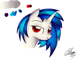 Size: 1560x1240 | Tagged: safe, artist:sierraex, character:dj pon-3, character:vinyl scratch, species:pony, species:unicorn, color palette, female, mare, simple background, smiling, smirk, solo, white background