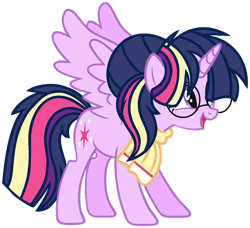 Size: 1280x1167 | Tagged: safe, artist:bezziie, character:twilight sparkle, character:twilight sparkle (alicorn), species:alicorn, species:pony, alternate hairstyle, clothing, female, glasses, scarf, simple background, solo, transparent background