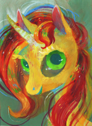 Size: 900x1229 | Tagged: safe, artist:wolfiedrawie, character:sunset shimmer, species:pony, species:unicorn, bust, female, portrait, solo